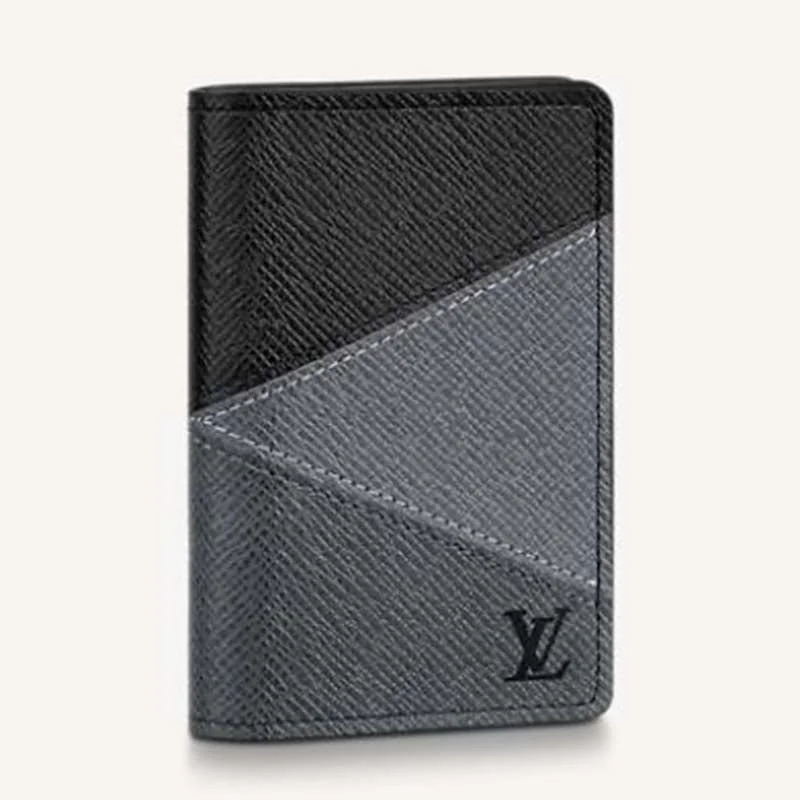 Louis Vuitton LV Unisex Pocket Organizer Gray Monochrome Taiga Leather