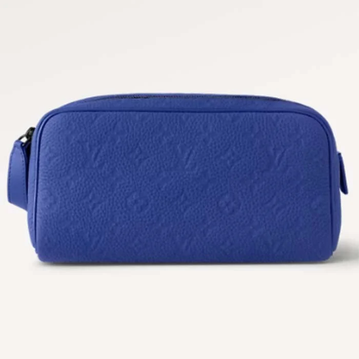 Louis Vuitton LV Unisex Dopp Kit Racing Blue Embossed Taurillon Monogram Cowhide Leather