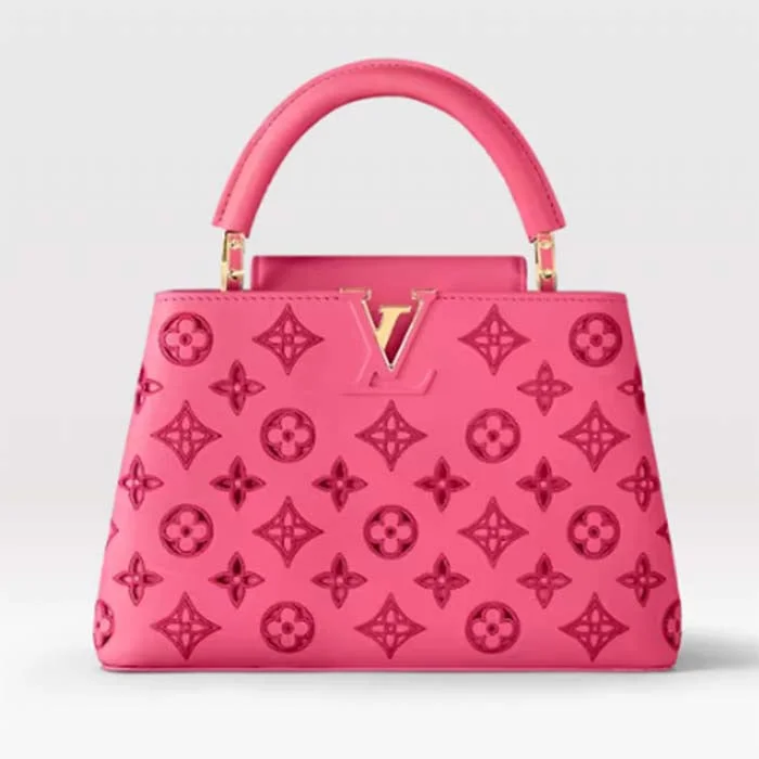 Louis Vuitton LV Women Capucines BB Handbag Pink Calfskin Leather Cowhide Lining