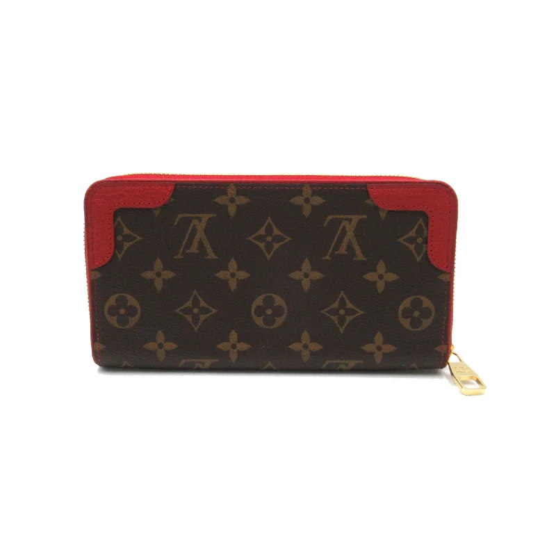 LOUIS VUITTON Zippy wallet Brown Red Cerise Monogram PVC coated canvas leather M61854