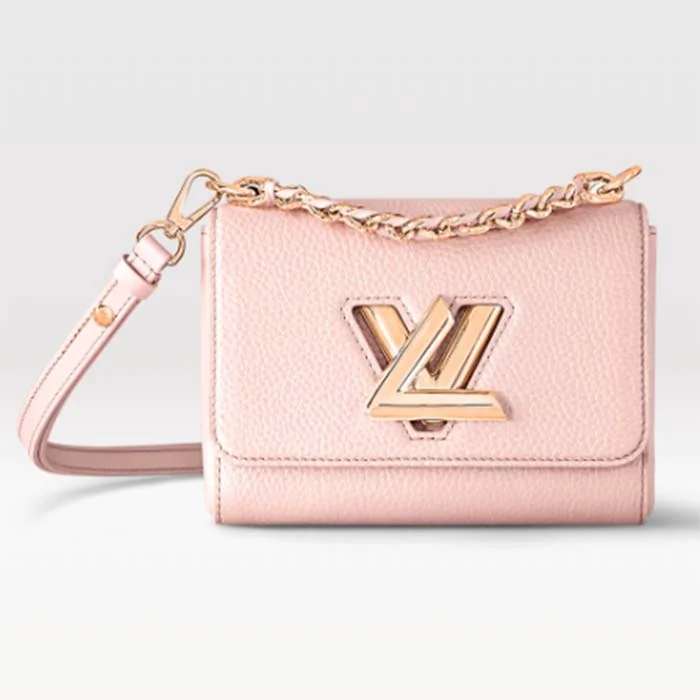 Louis Vuitton LV Women Twist PM Handbag Pink Grained Calfskin Leather