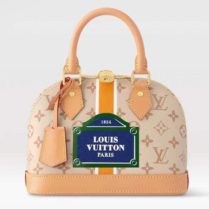 Louis Vuitton LV Women Alma BB Handbag Beige Ocher Monopaname Coated Canvas Cowhide Leather