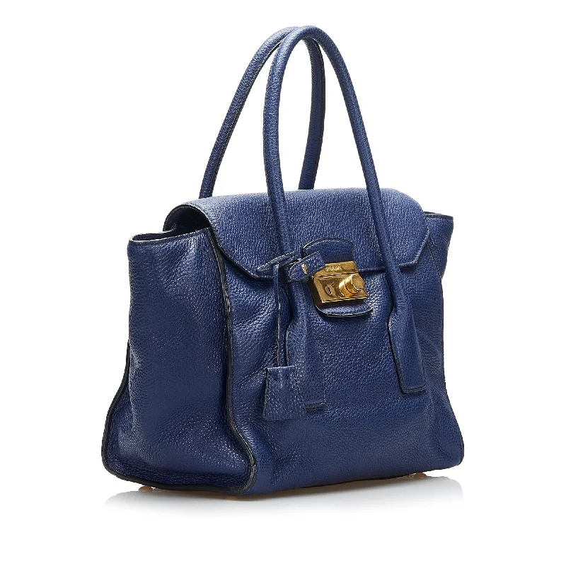 Prada Vitello Daino Sound Lock Satchel (SHG-GPwQEl)