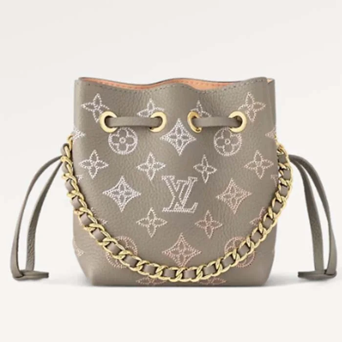 Louis Vuitton LV Unisex Pico Bella Gray Mahina Perforated Calf Leather Microfiber Lining