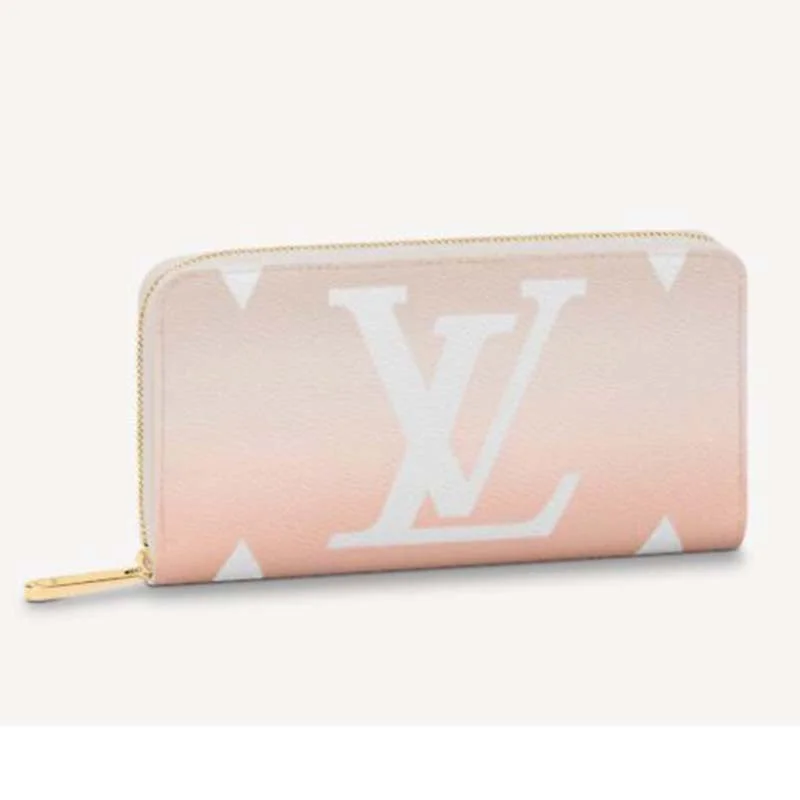 Louis Vuitton Unisex Zippy Wallet Mist Gray Monogram Coated Canvas Cowhide Leather