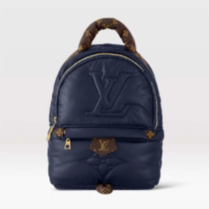 Louis Vuitton LV Unisex Pillow Palm Springs Mini Backpack Navy Blue Recycled Metallic Nylon