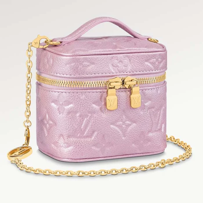 Louis Vuitton LV Women Micro Vanity Pearly Lilac Monogram Empreinte Embossed Supple Grained Cowhide