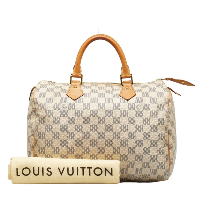 Louis Vuitton Damier Azur Speedy 30 Handbag N41533 White PVC Leather  Louis Vuitton