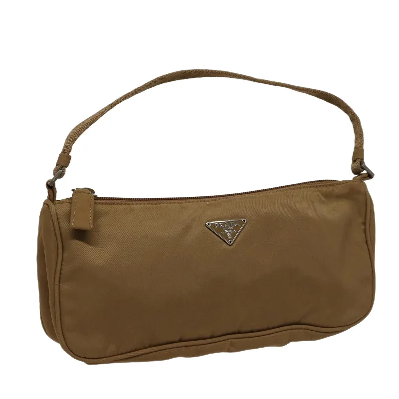 PRADA Accessory Pouch Nylon Beige Auth 77743