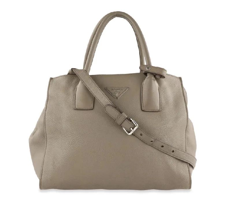 Prada Vitello Daino Grey Lambskin Leather Tote