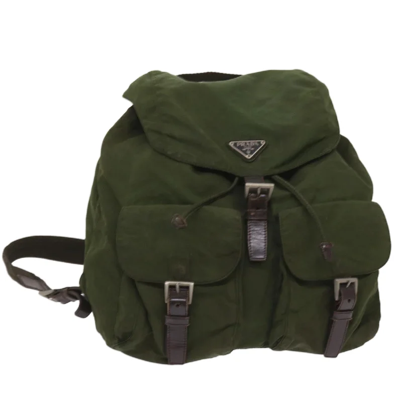 PRADA Backpack Nylon Khaki Auth 65703