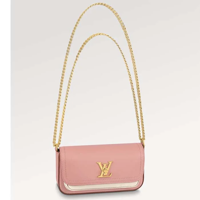 Louis Vuitton LV Women Lockme Tender Pochette Trianon Pink Quartz White Grained Calf