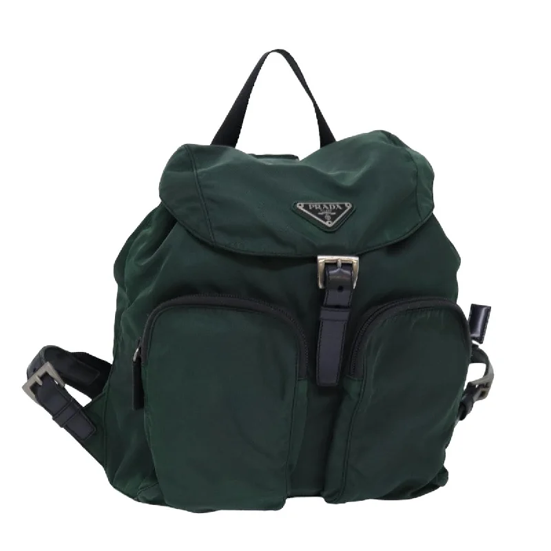 PRADA Backpack Nylon Khaki Auth tb1085