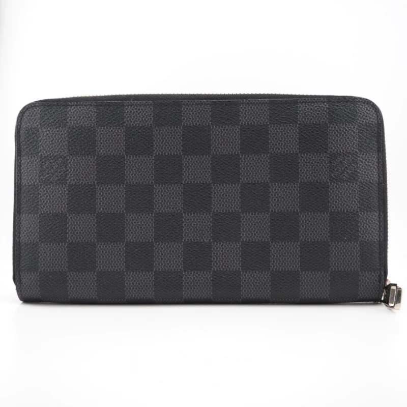 LOUIS VUITTON N60632 Zippy Organizer Round Zipper Damier Graphite Long Wallet Black Men's