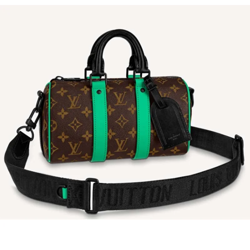 Louis Vuitton LV Unisex Keepall Bandoulière 25 Brown Green Monogram Macassar Coated Canvas