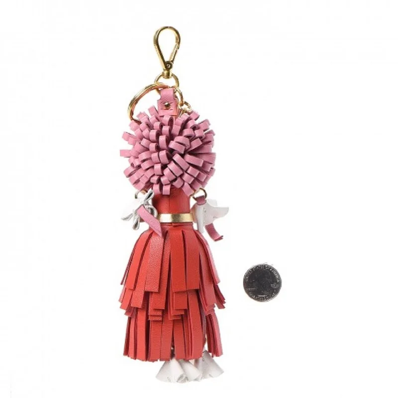 Prada Trick Pelle Lacca Wendy Red Pink Leather Keychain 1TL170