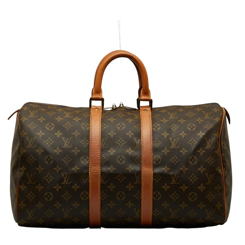 Louis Vuitton Monogram Keepall 45 Boston Bag M41428 Brown PVC Leather  Louis Vuitton