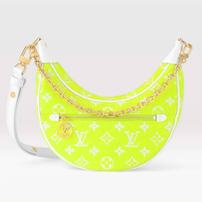 Louis Vuitton LV Unisex Loop Half-Moon Baguette Bag Yellow Monogram Jacquard Velvet