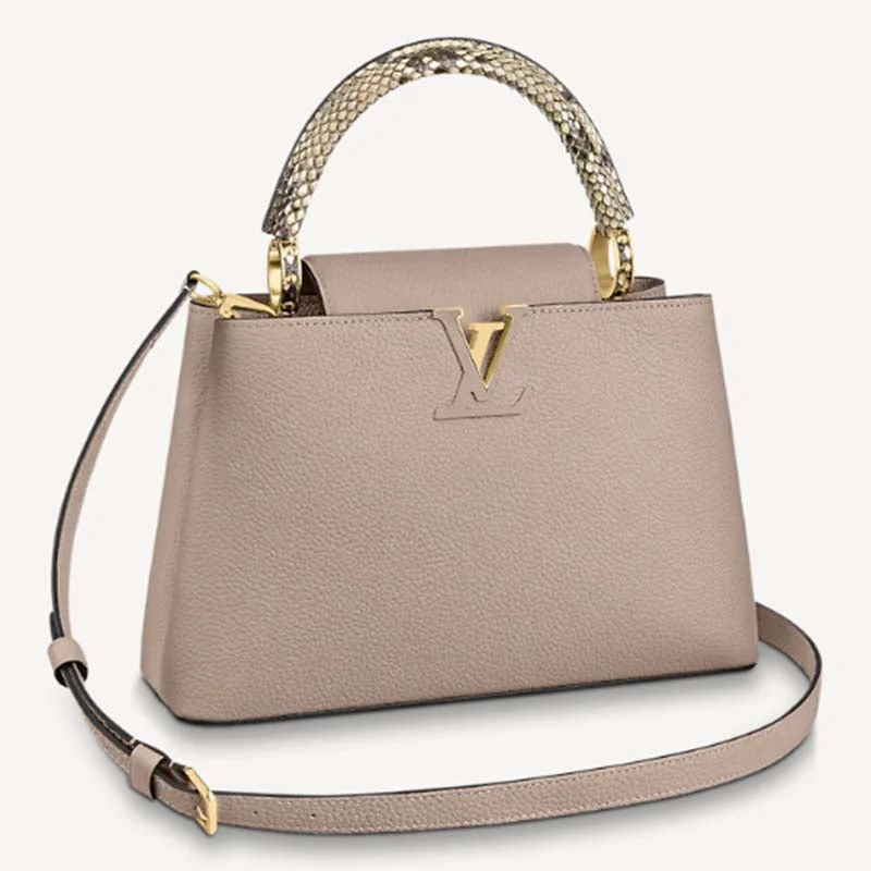 Louis Vuitton LV Women Capucines MM Handbag Grey Taurillon Cowhide