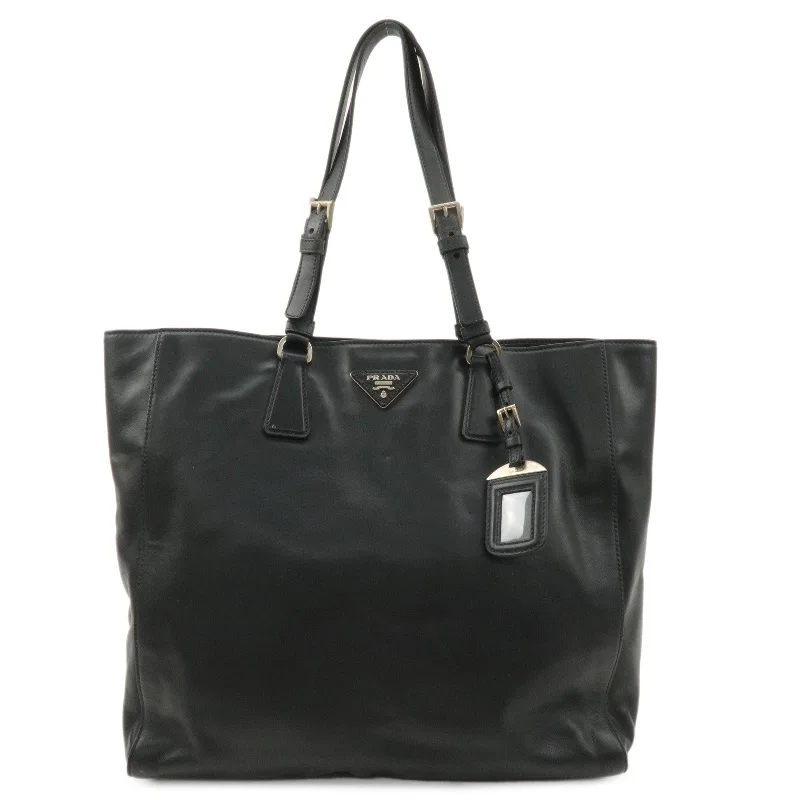 PRADA Logo Leather Tote bag Nero Black