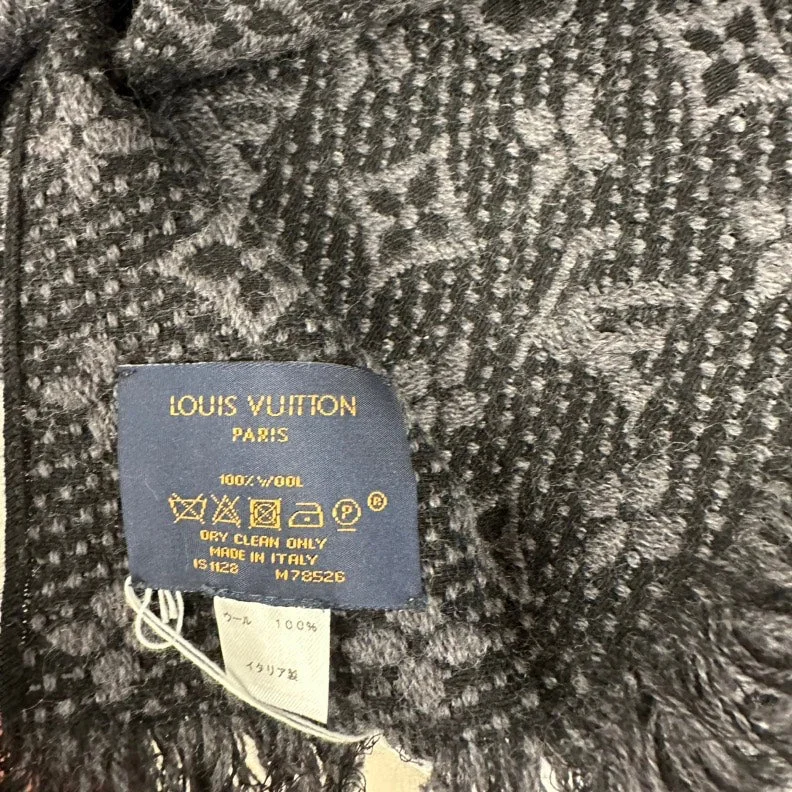 Louis Vuitton Black And Grey Monogram Wool Scarf