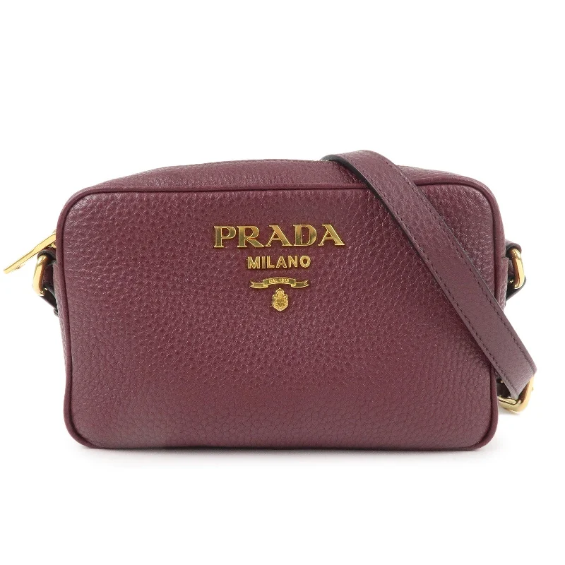 PRADA Logo Leather Shoulder Bag Crossbody Bag Purple 1BH096