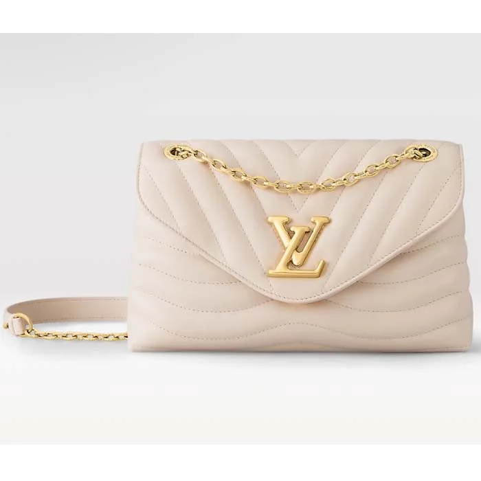 Louis Vuitton LV Women New Wave Chain Bag GM Ivory Quilted Smooth Calf Leather