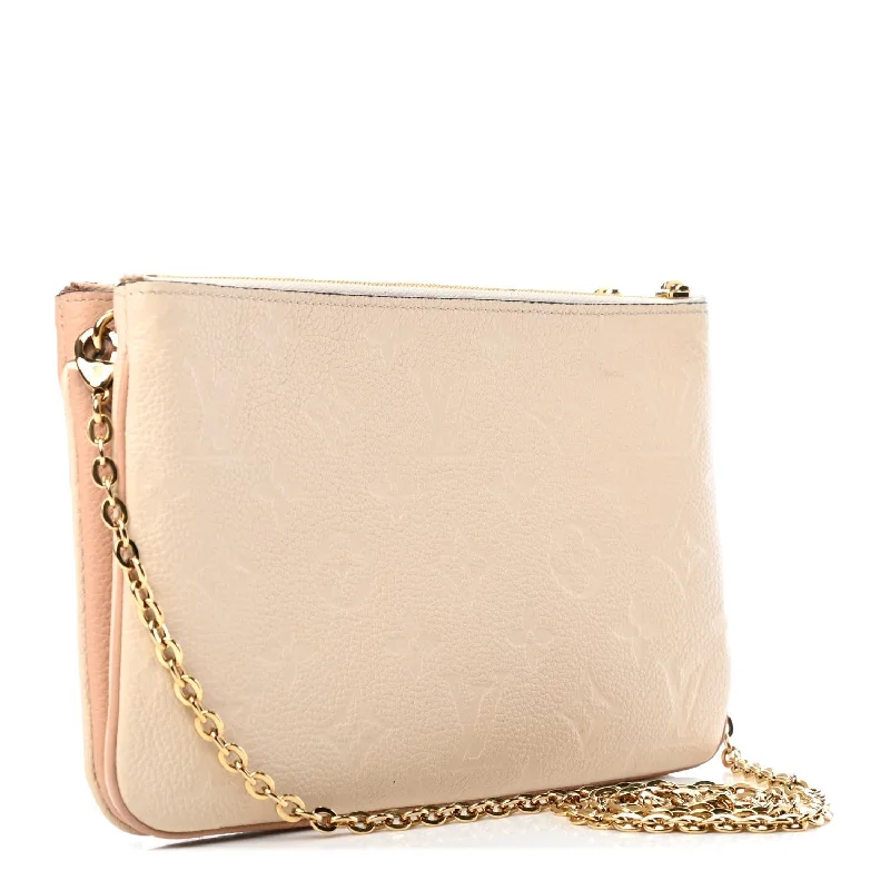 LOUIS VUITTON DOUBLE ZIP MONOGRAM EMPREINTE POCHETTE ON CHAIN