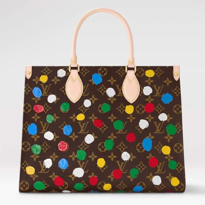 Louis Vuitton LV Women LV x YK OnTheGo MM Monogram Coated Canvas 3D Painted Dots Print