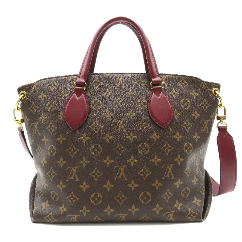 LOUIS VUITTON Flower zip tote MM Brown Red Bordeaux Monogram PVC coated canvas leather M44348