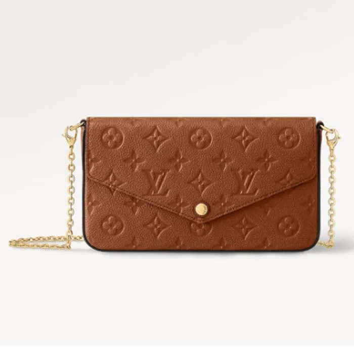 Louis Vuitton LV Women Félicie Pochette Brown Monogram Empreinte Embossed Supple Grained Cowhide