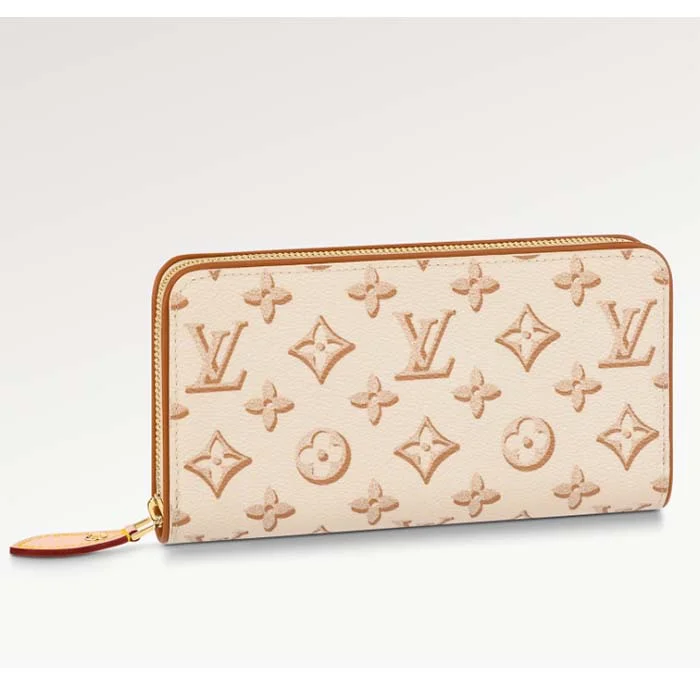 Louis Vuitton LV Unisex Zippy Wallet Beige Monogram Coated Canvas Calf Leather