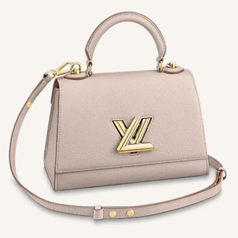 Louis Vuitton LV Women Twist One Handle PM Handbag Pink Greige Taurillon Cowhide