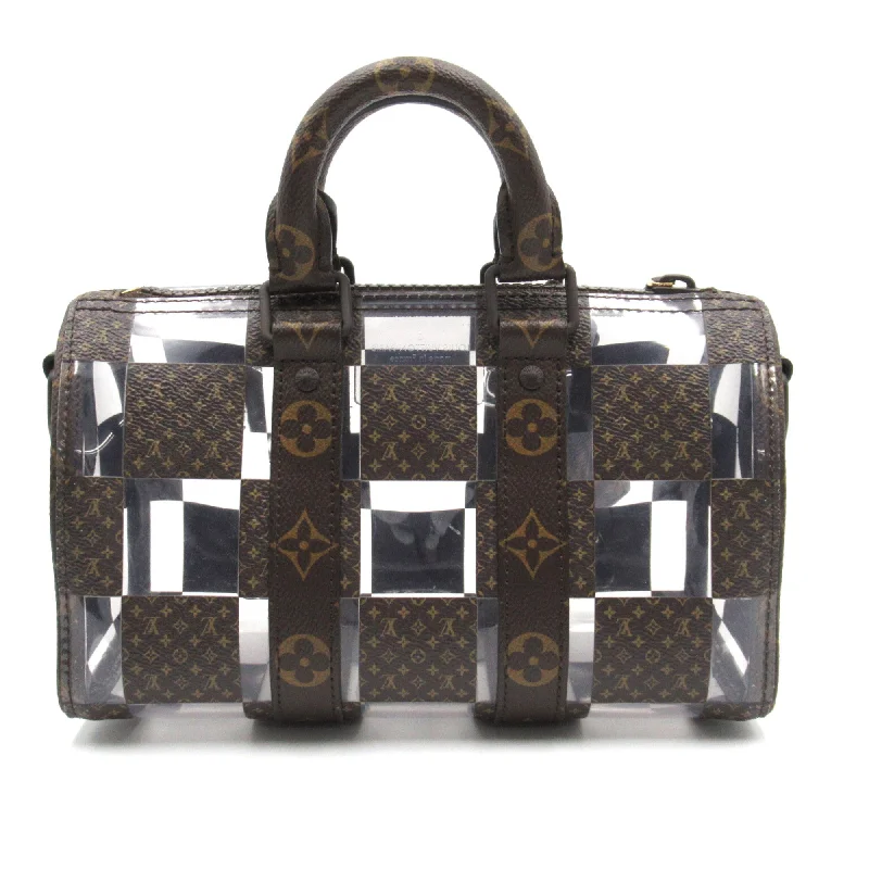 LOUIS VUITTON Keepall Bandouliere 25 Brown Clear PVC coated canvas Monogram Chess M20872