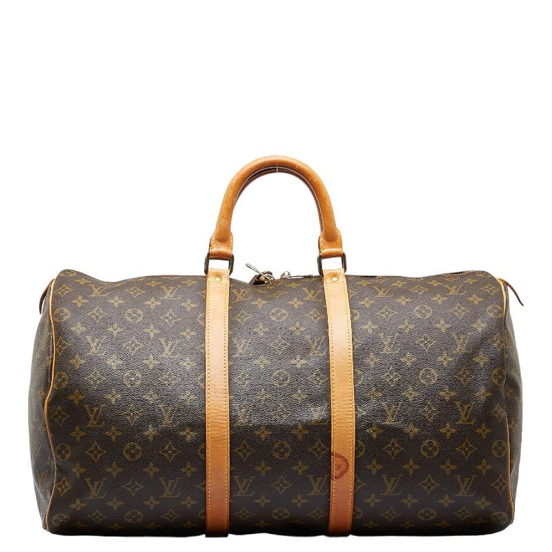 Louis Vuitton Monogram Keepall 50 Boston Bag M41426 Brown PVC Leather  Louis Vuitton