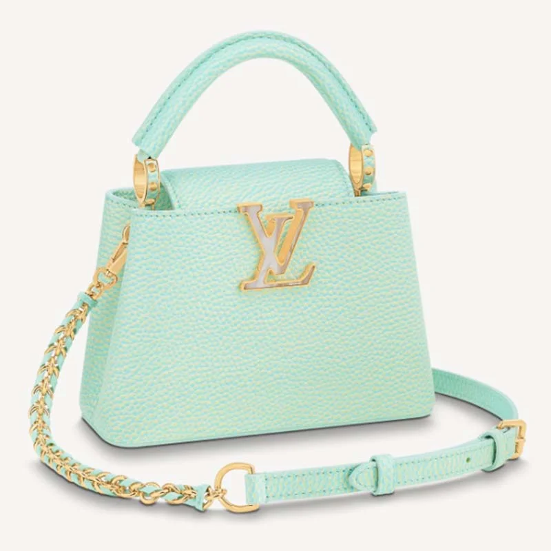 Louis Vuitton LV Women Capucines Mini Handbag Vert D’eau Green Taurillon Leather