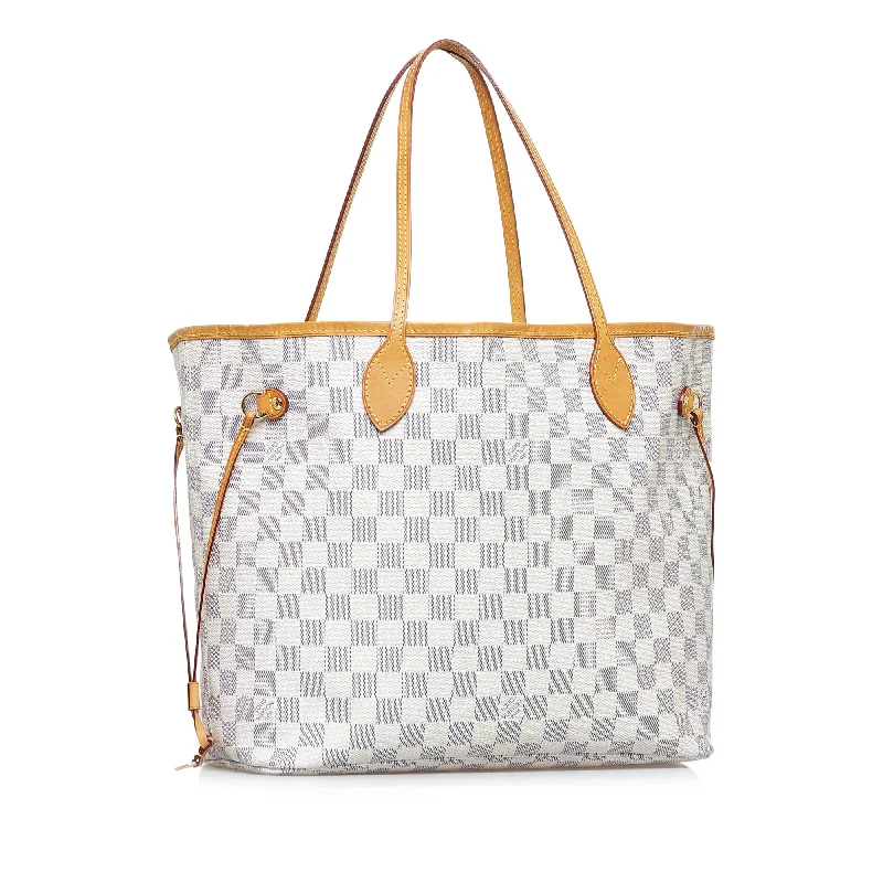 White Louis Vuitton Damier Azur Neverfull MM Tote Bag