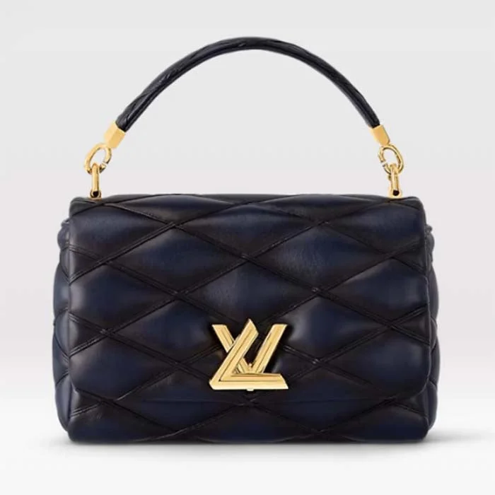 Louis Vuitton LV Women GO-14 MM Navy Blue Lamb Leather Cowhide Leather