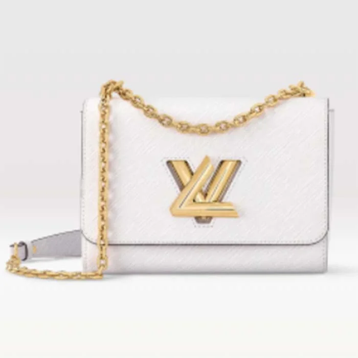 Louis Vuitton LV Women Twist MM Chain Bag White Epi Grained Cowhide Leather